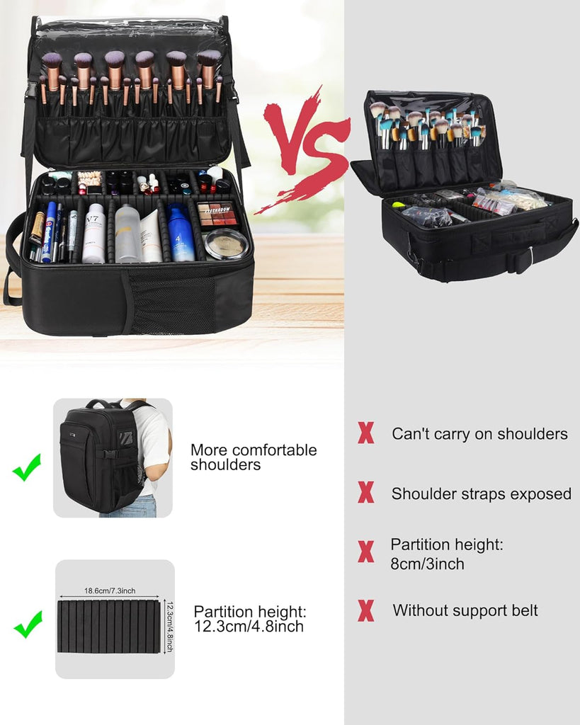 Professional Makeup Bag For Makeup Artists Black with Black brush Bag Professional Makeup Bag For Makeup Artists Black with Black brush Bag