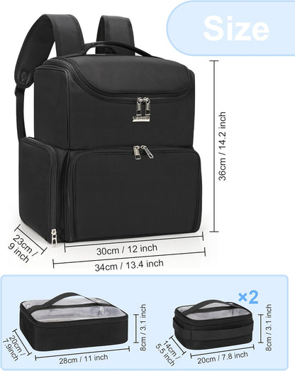 Relavel Makeup Backpack Large Makeup Bag with 3 Clear Set Bags