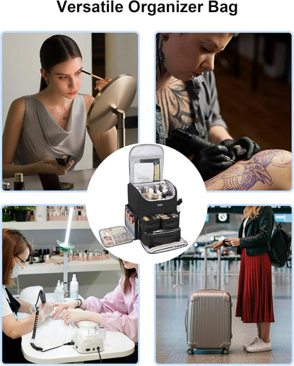Relavel Makeup Backpack Large Makeup Bag with 3 Clear Set Bags