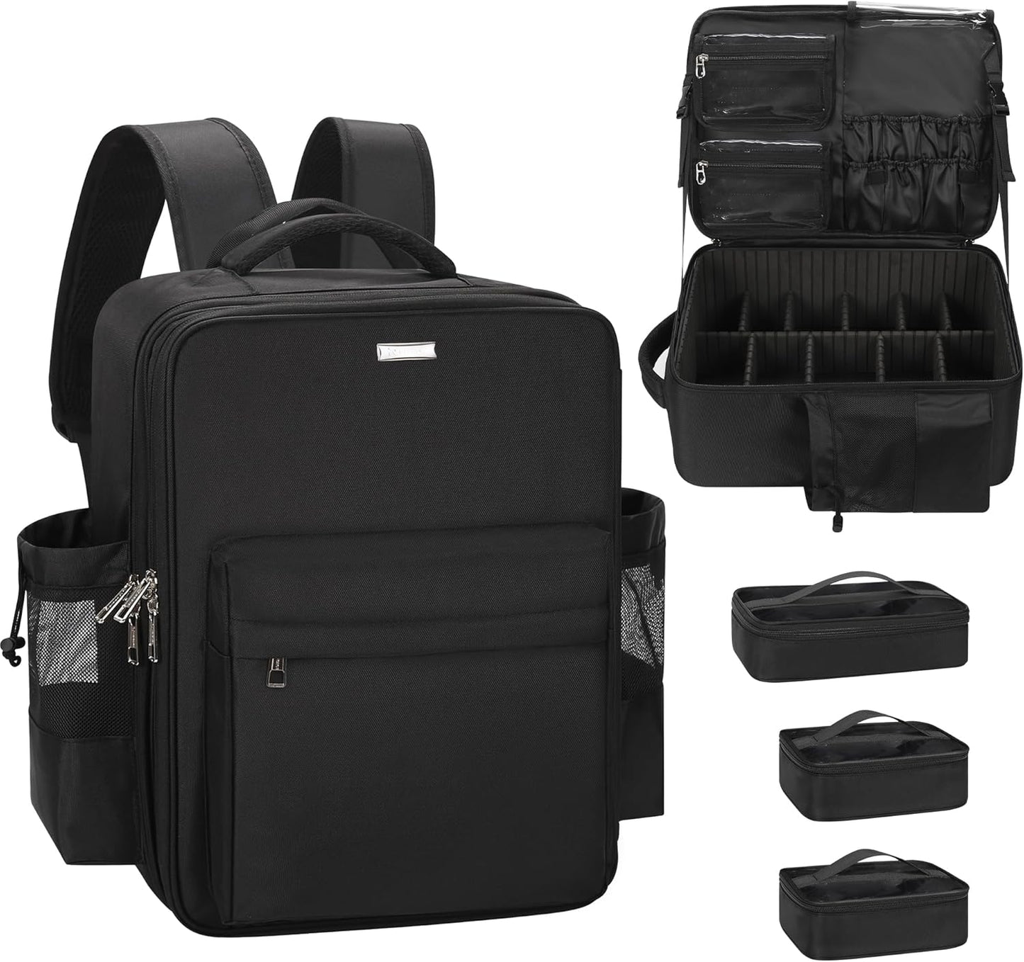 Available for sale in the United States only.Relavel Makeup Backpack with 5 Removable Pouches
