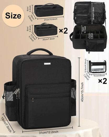 Available for sale in the United States only.Relavel Makeup Backpack with 5 Removable Pouches
