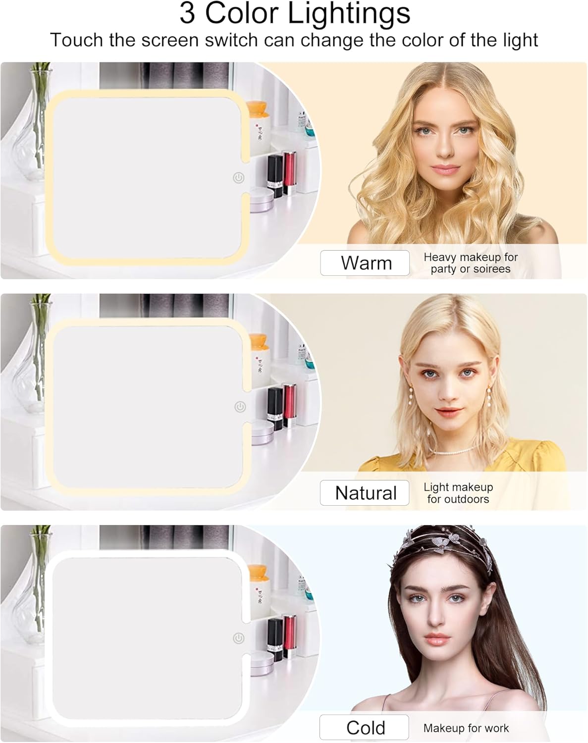 Relavel Makeup Mirror with Lights Lighted Vanity Mirror