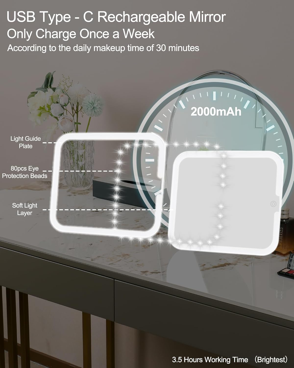 Relavel Makeup Mirror with Lights Lighted Vanity Mirror