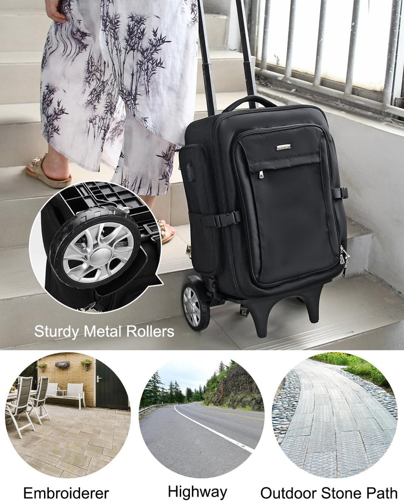 Rolling Black Super Large Professional Trolley Makeup Backpack – Relavel