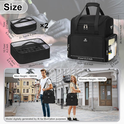 Relavel Portable Travel Pro Tattoo Case with 3 Removable Pouches