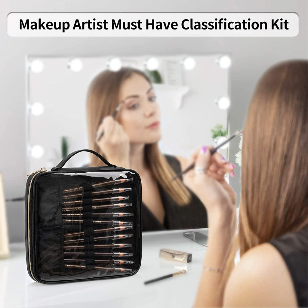 relavel Professional 48 Slots Clear Makeup Organizer Bag for Eyebrow Pencil/Lip Liner/Eyeliner