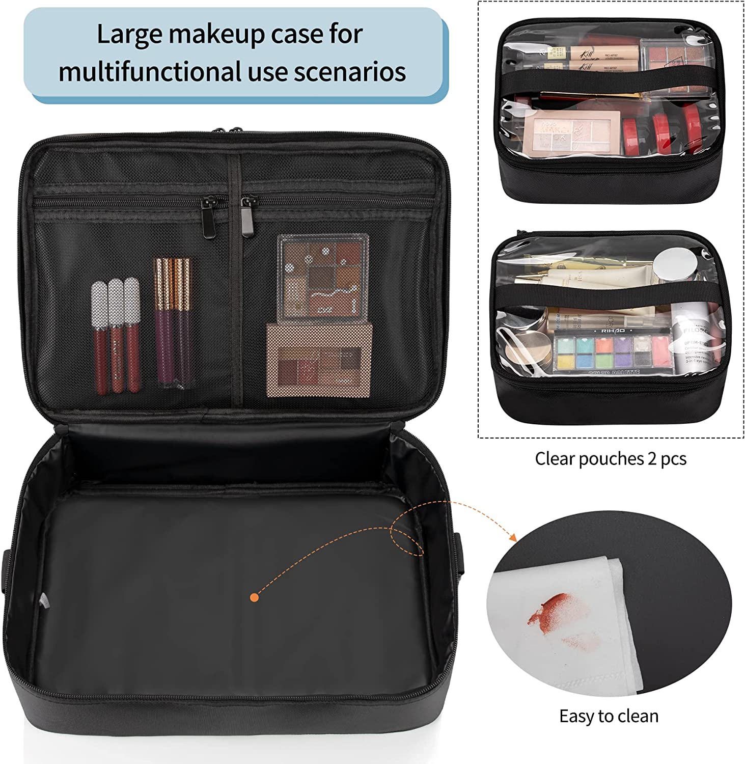 Professional Double Layer Large Travel Makeup Case Relavel