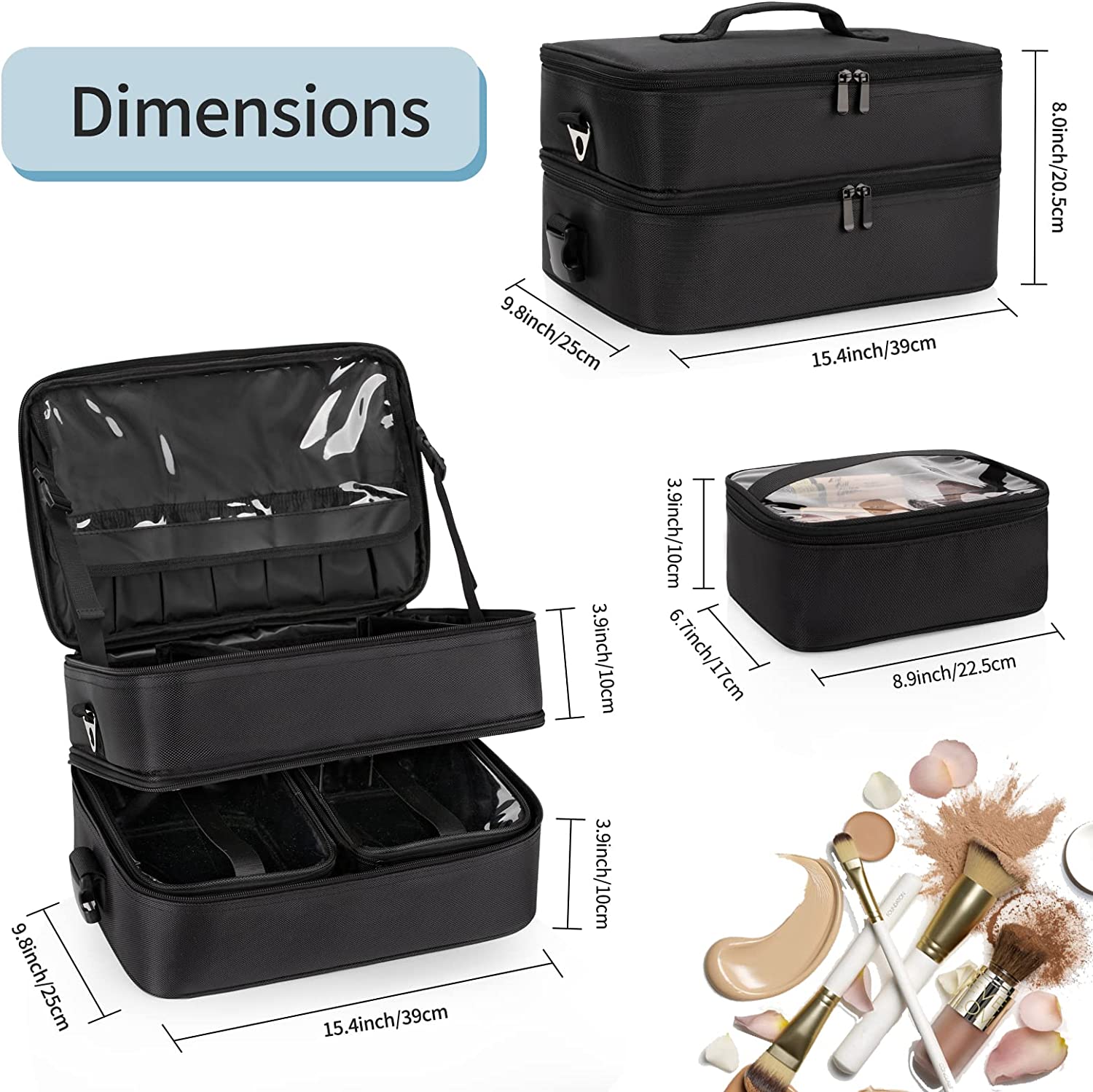 Professional Double Layer Large Travel Makeup Case Relavel