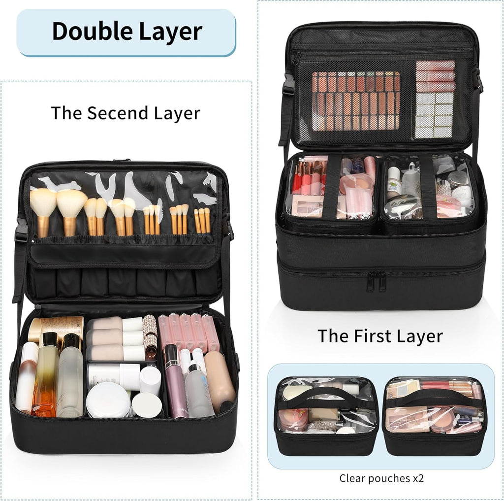 Professional Double Layer Large Travel Makeup Case – Relavel Professional Double Layer Large Travel Makeup Case – Relavel
