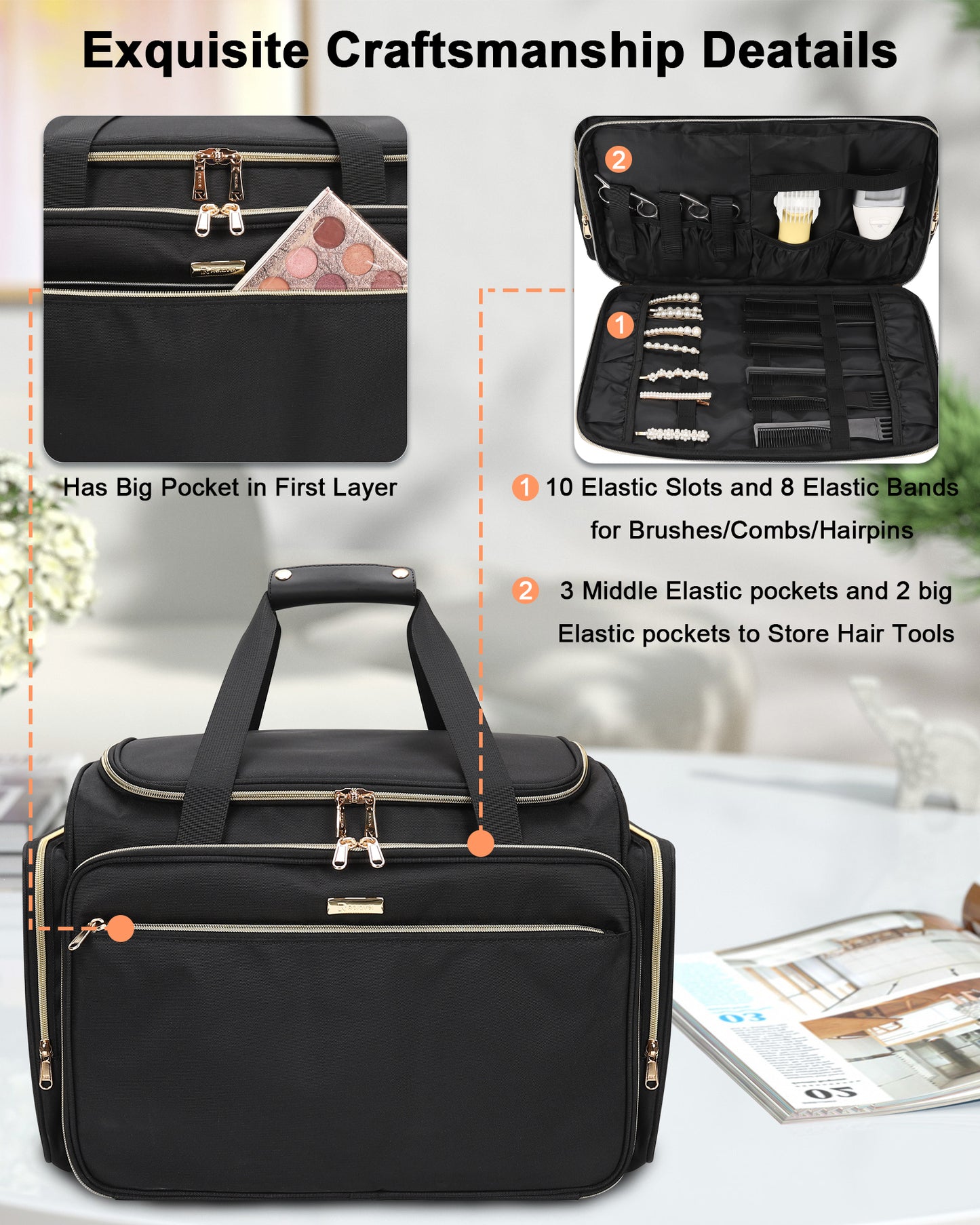 Available for sale in the United States only.Professional Extra Large Hairstylist Traveling Bag with Two Detachable Small Bags