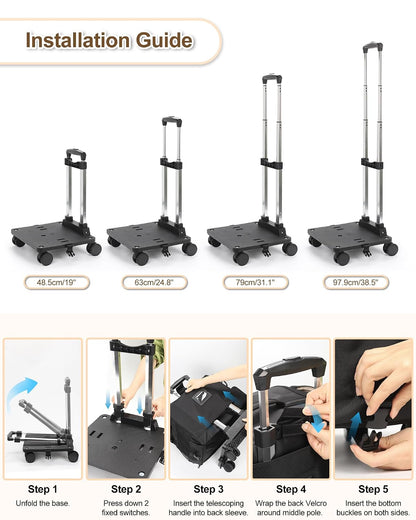 Relavel Rolling Horizontal Makeup Case With a Removable, Foldable Pull Rod and 4 Removable 360° Spinner Wheels