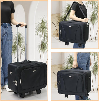 Rolling Extra Large 3-Layer Makeup Train Case With 4 360° Spinner Wheels, Adjustable Dividers