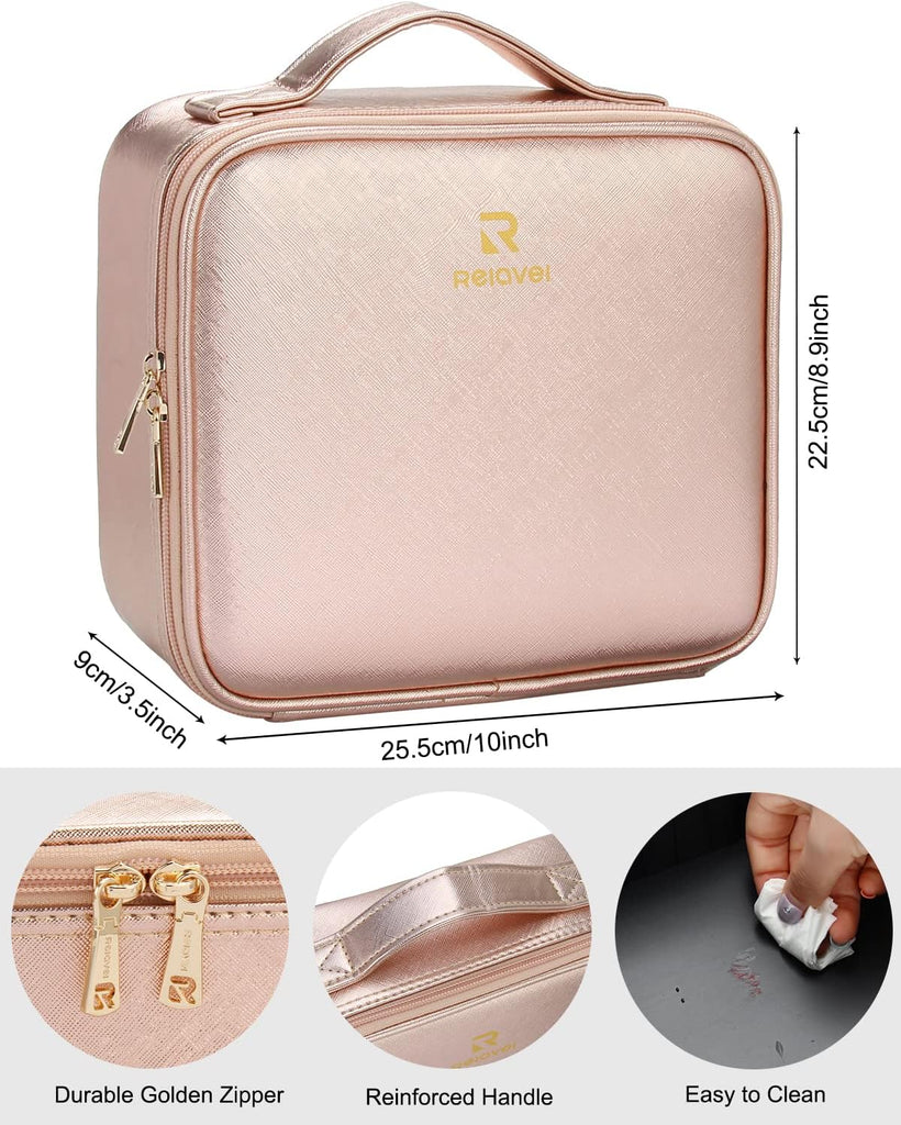 Dome Cosmetic Case  Rose Gold Metallic Leather – Graphic Image