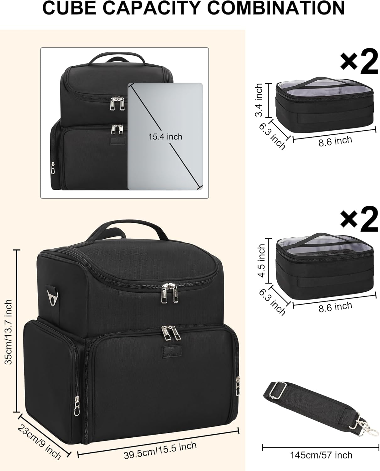Relavel Tattoo Makeup Backpack with 4 Removable Pouches
