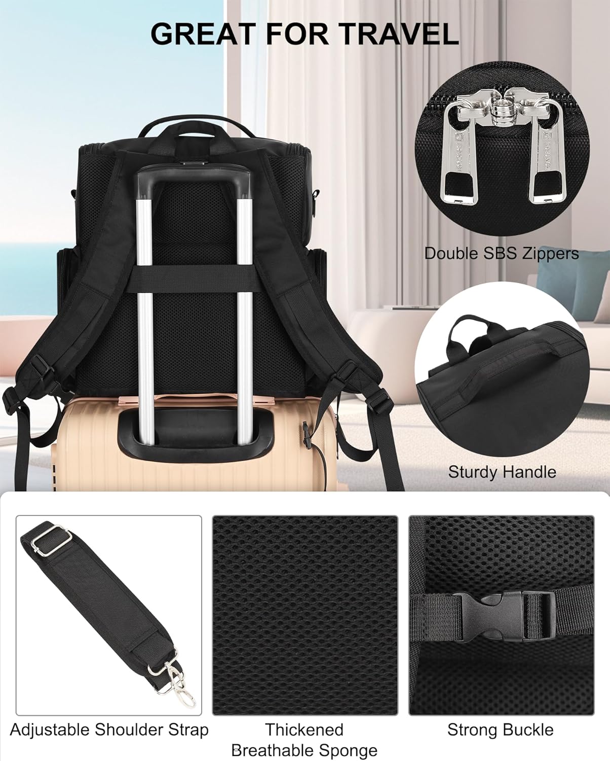 Relavel Tattoo Makeup Backpack with 4 Removable Pouches