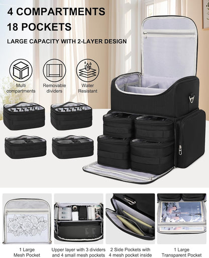 Relavel Tattoo Makeup Backpack with 4 Removable Pouches