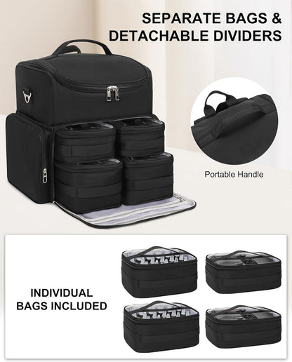 Relavel Tattoo Makeup Backpack with 4 Removable Pouches