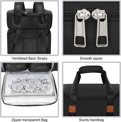 Relavel Tattoo Travel Case Backpack with 4 Removable Pouch