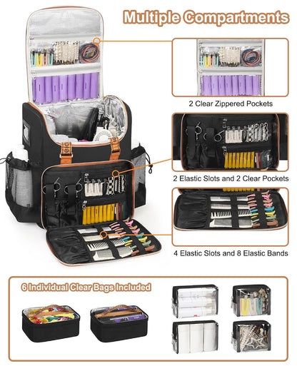 Relavel Travel Hairdresser Bag With 6 Cosmetic Bags