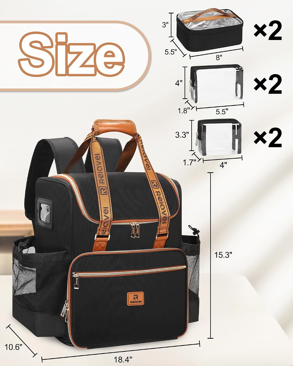 Relavel Travel Hairdresser Bag With 6 Cosmetic Bags