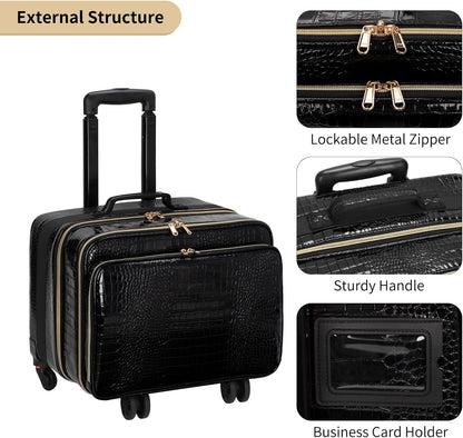 Rolling Extra Large 3 Layers Makeup Train Case with 3pcs Traveling Bags