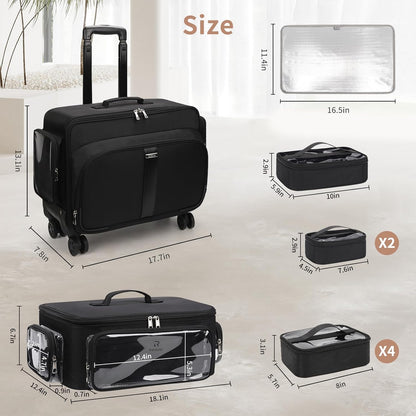 Available for sale in the United States only.Rolling Extra Large Makeup Train Case with 4 wheels and Large Makeup Case