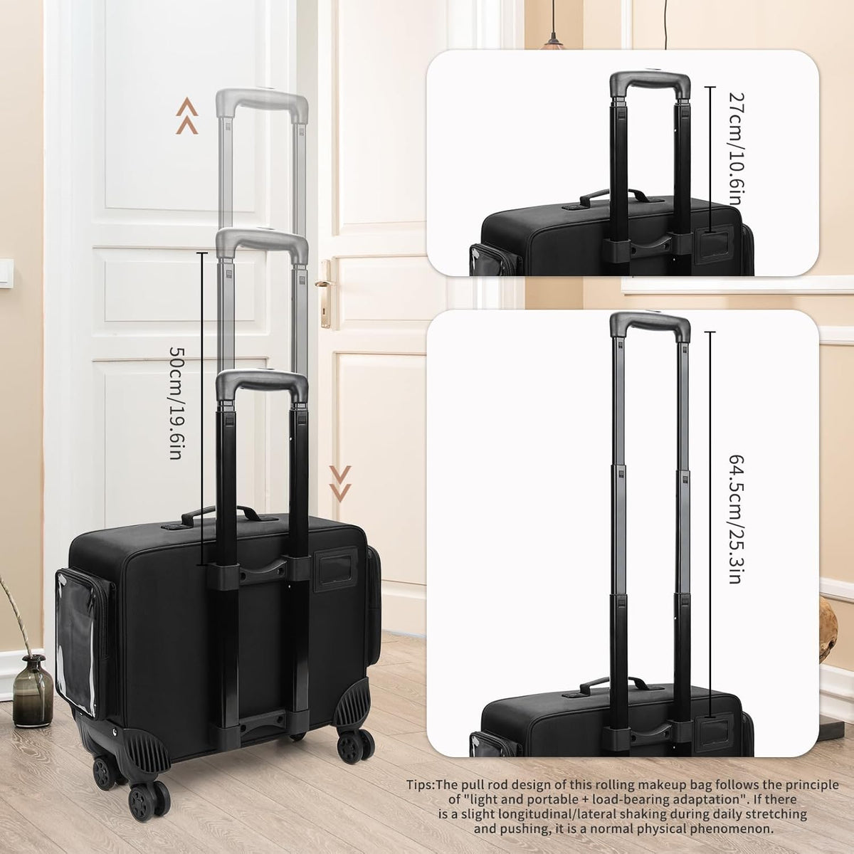 Available for sale in the United States only.Rolling Extra Large Makeup Train Case with 4 wheels and Large Makeup Case
