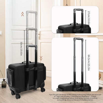 Available for sale in the United States only.Rolling Extra Large Makeup Train Case with 4 wheels and Large Makeup Case
