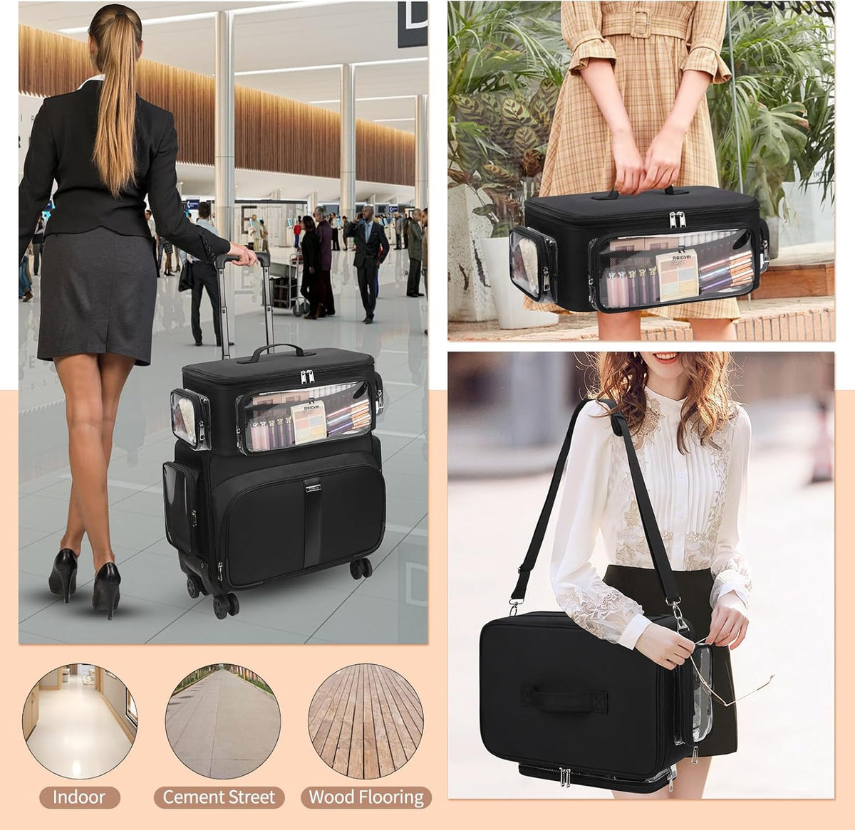 Available for sale in the United States only.Rolling Extra Large Makeup Train Case with 4 wheels and Large Makeup Case
