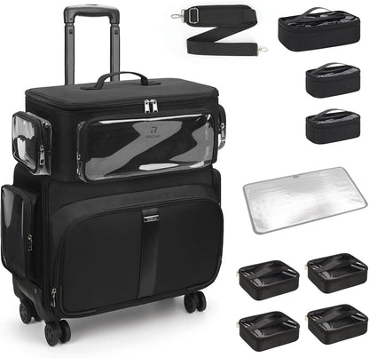 Rolling Extra Large Makeup Train Case with 4 wheels