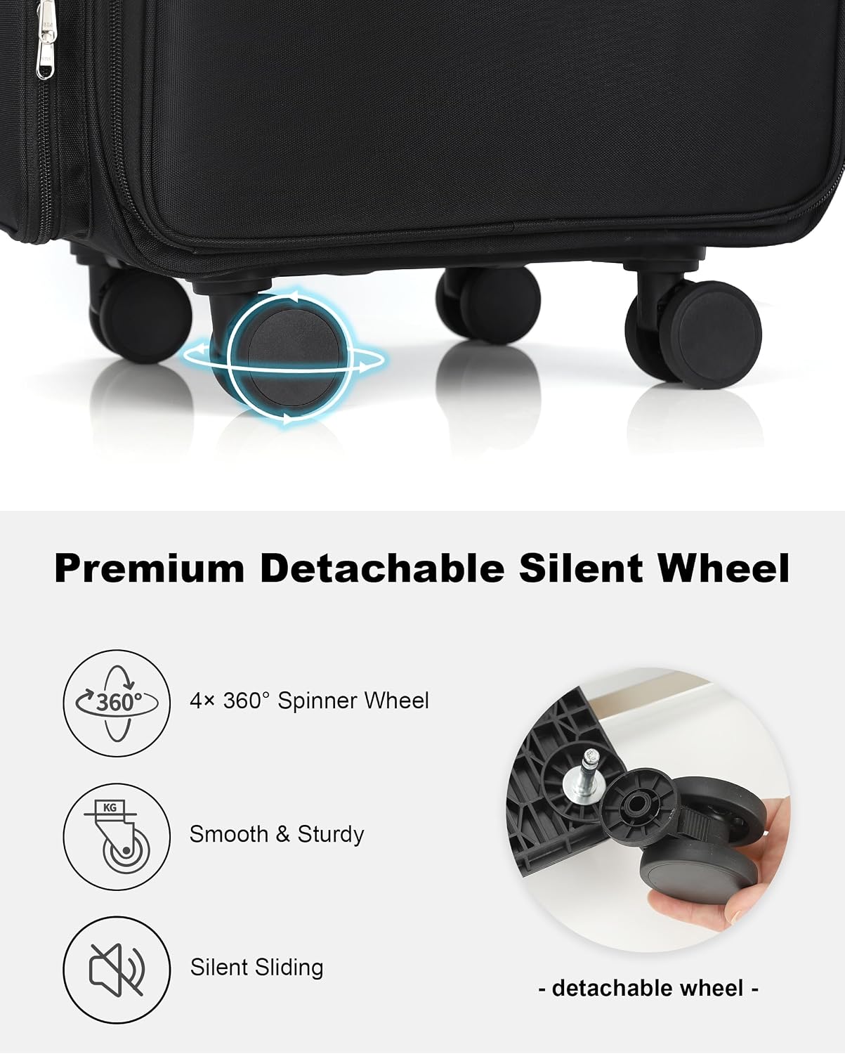 Available for sale in the United States only.Rolling Makeup Case with 5 Removable Pouches and 4 Removable 360° Spinner Wheels