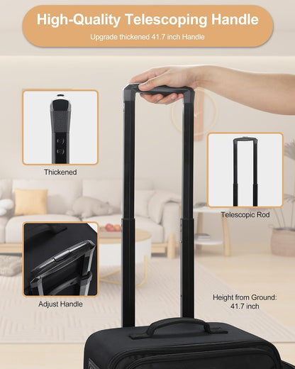 Rolling Vertical Makeup Case with 4 Clear Set Bags and 4 Removable 360° Spinner Wheels