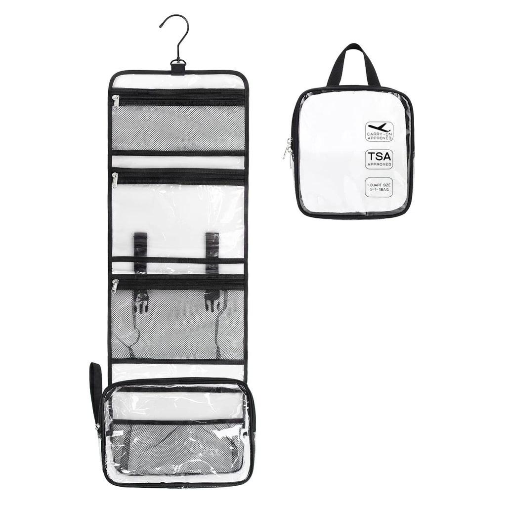 Relavel Clear Toiletry Bag, Hanging Travel Toiletry Bag with TSA Approved Travel Toiletry Bags, Clear TSA Approved 3-1-1 Travel Toiletry Bag for Carry On, Portable Waterproof Bathroom Shower Bag