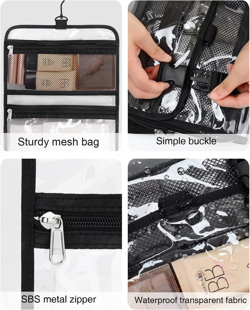 TSA Approved Clear Travel Toiletry Bag wih Zippers Carry-on Travel  Accessories Quart Size Toiletries Cosmetic Pouch Makeup Bags for Men and  Women (2