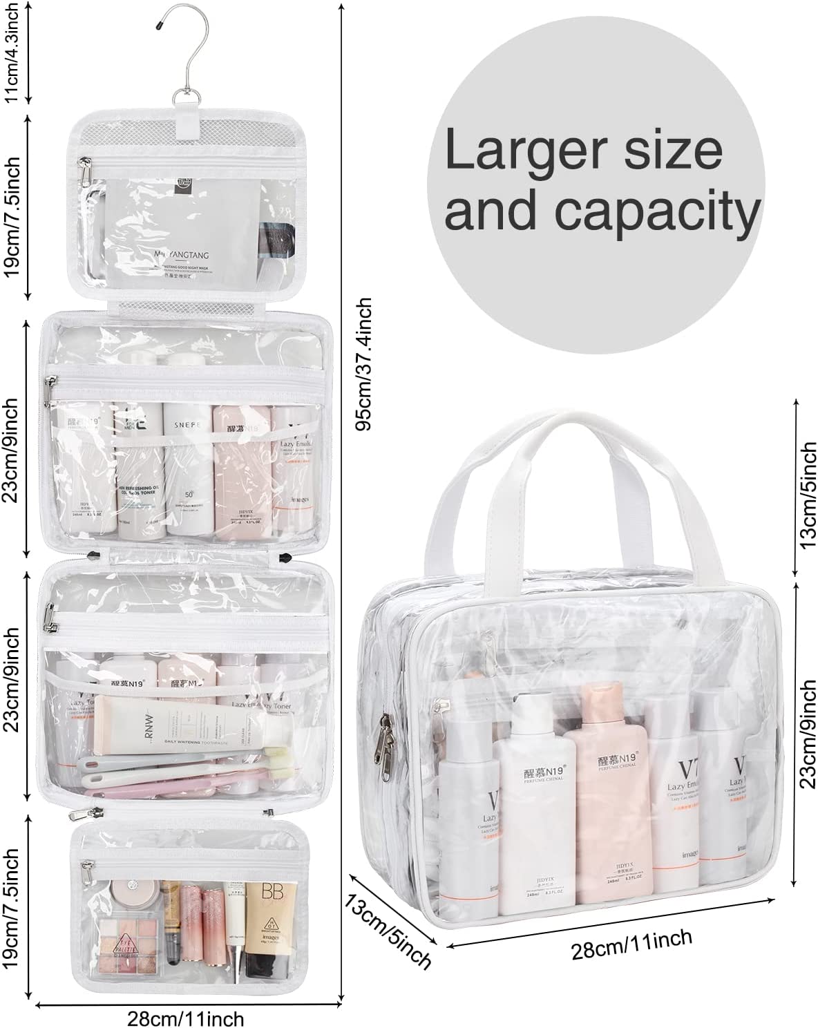 Clear Travel Toiletry Bag with Detachable TSA Approved Relavel