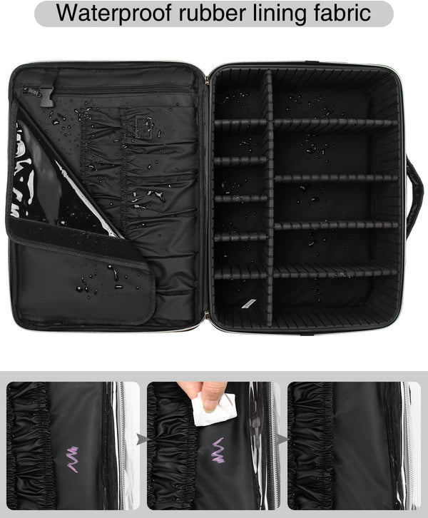 New Extra Large Makeup Case with Adjustable Dividers Relavel