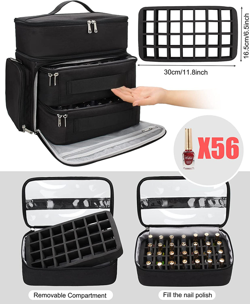 Portable Nail Polish Clear Organizer for 48 Bottles, Double Side and  Locking Lids Gel Polish Storage Holder, Space Saver with 8 Adjustable  Dividers (transparent) - Walmart.com