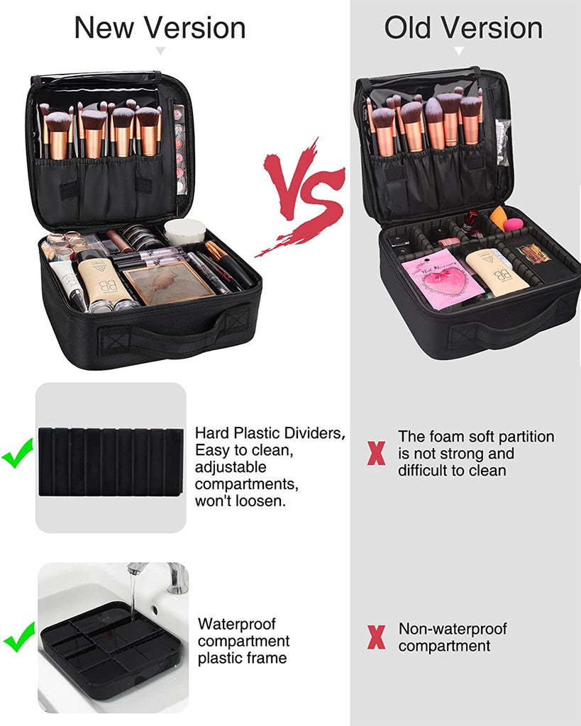 Portable Storage Waterproof Makeup Train Case Adjustable Dividers
