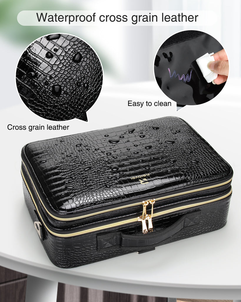 Relavel Multi-Purpose Makeup Case Large / Crocodile Pattern PU Leather
