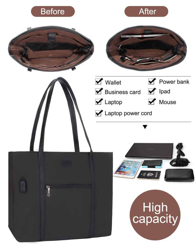 Laptop Bag for Women 15.6 inch Laptop Tote Bag Leather Classy Computer Briefcase for Work Waterproof Handbag Professional Shoulder Bag Women
