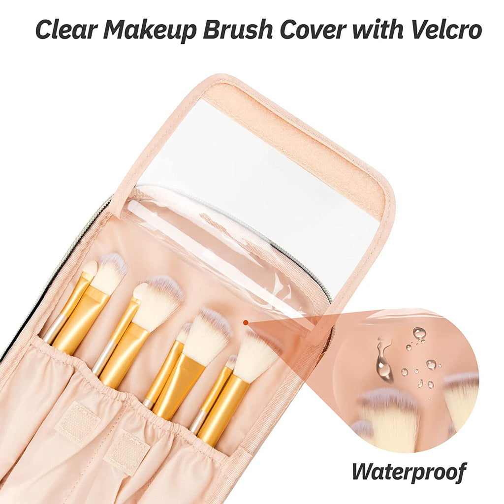 relavel Portable Clear Large Makeup Bag with Divider Makeup Brush Compartment