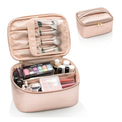 Travel Designer Cosmetic bag with Dividers For Women & Girls Rose Gold Color
