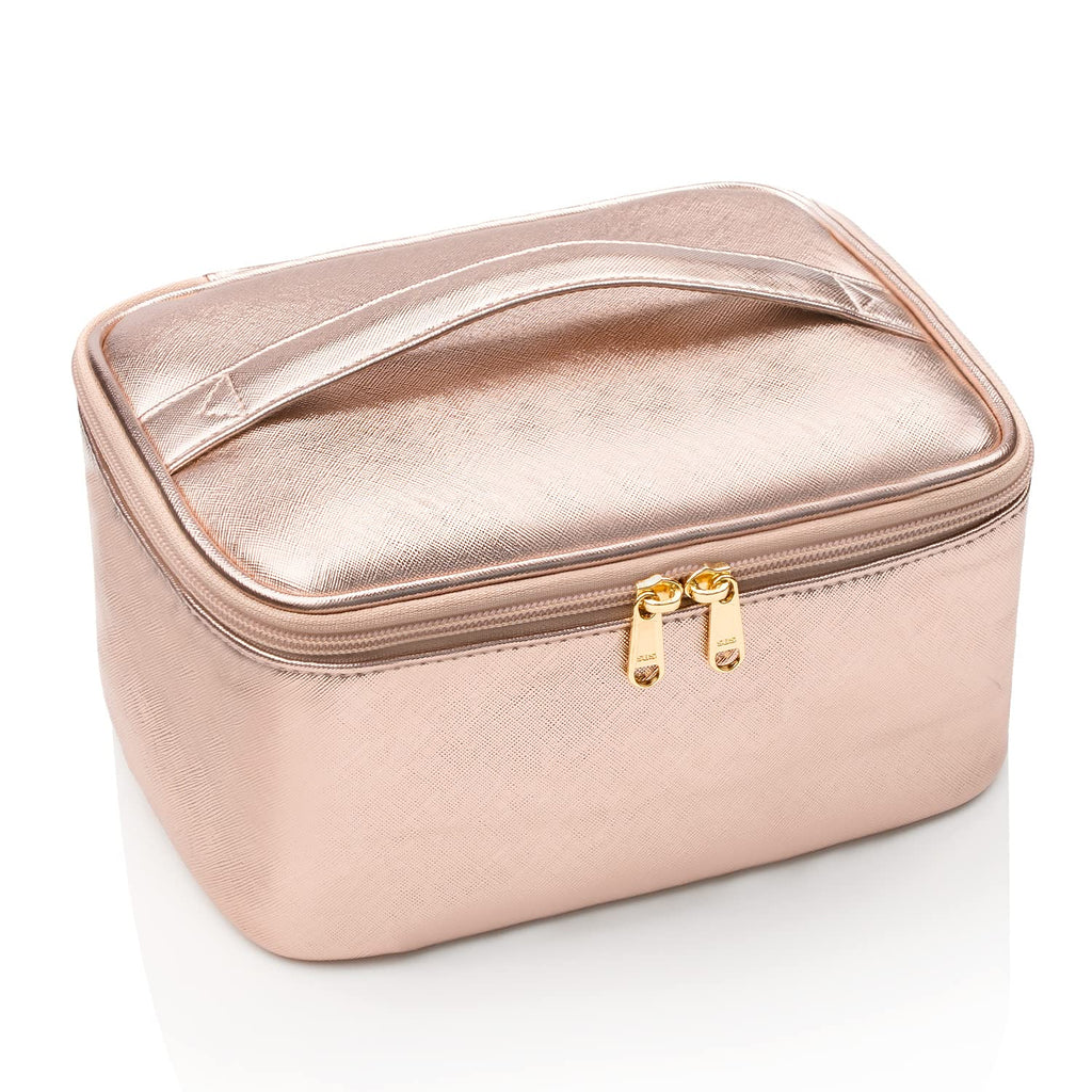 Small Makeup Bag,Trave Makeup Bag Organizer Cosmetic Zipper Pouch Toiletry  Accessories Storage Bag Portable Makeup Bag for Women and Girls-Rose Gold  Small (Pack of 1) Rose Gold