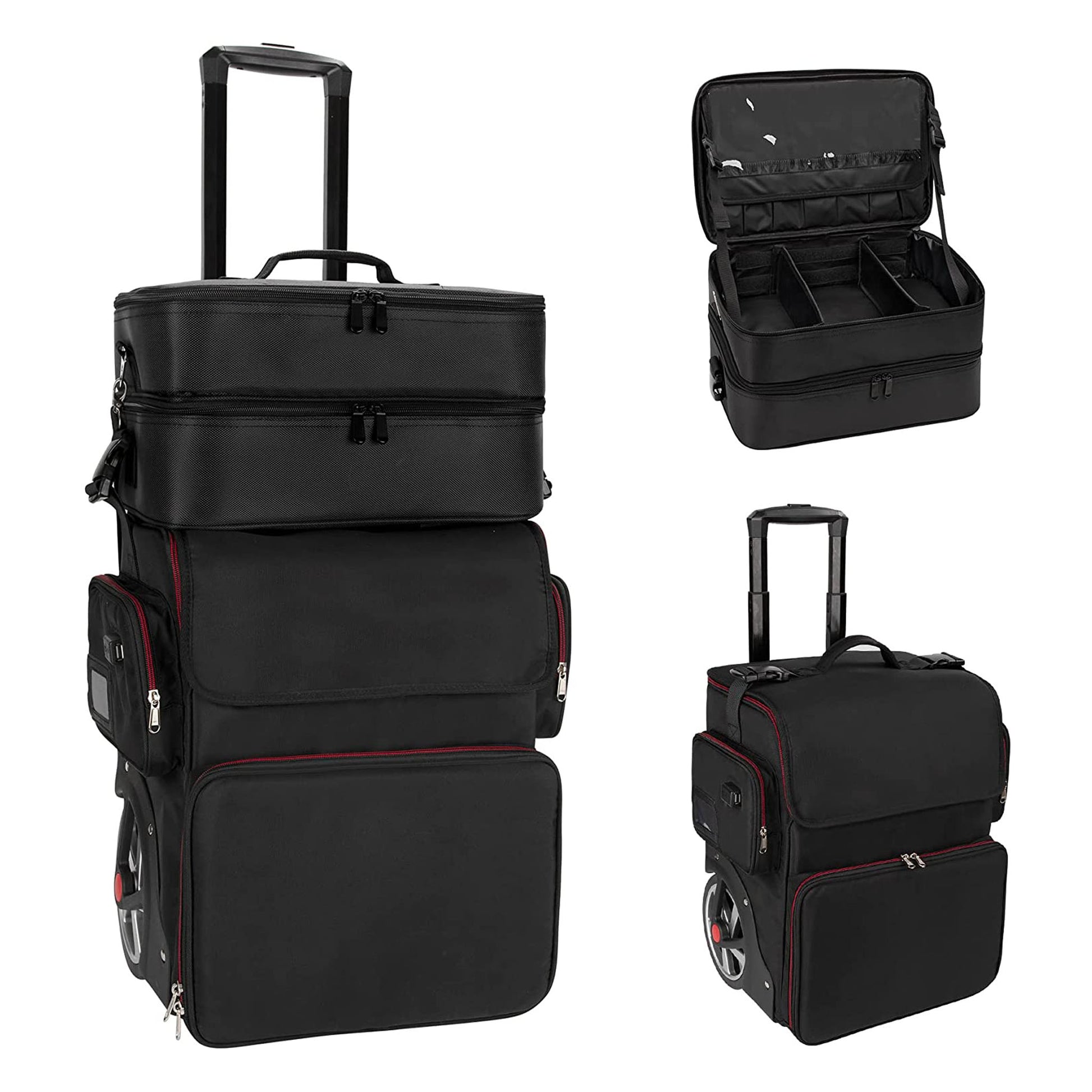Available for sale in the United States only.Large Makeup Train Case with a Large Makeup Travel Bag for Hairstylist