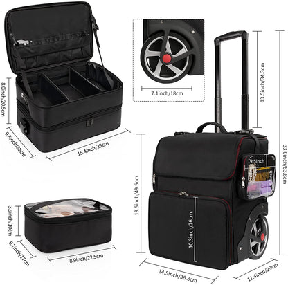 Available for sale in the United States only.Large Makeup Train Case with a Large Makeup Travel Bag for Hairstylist