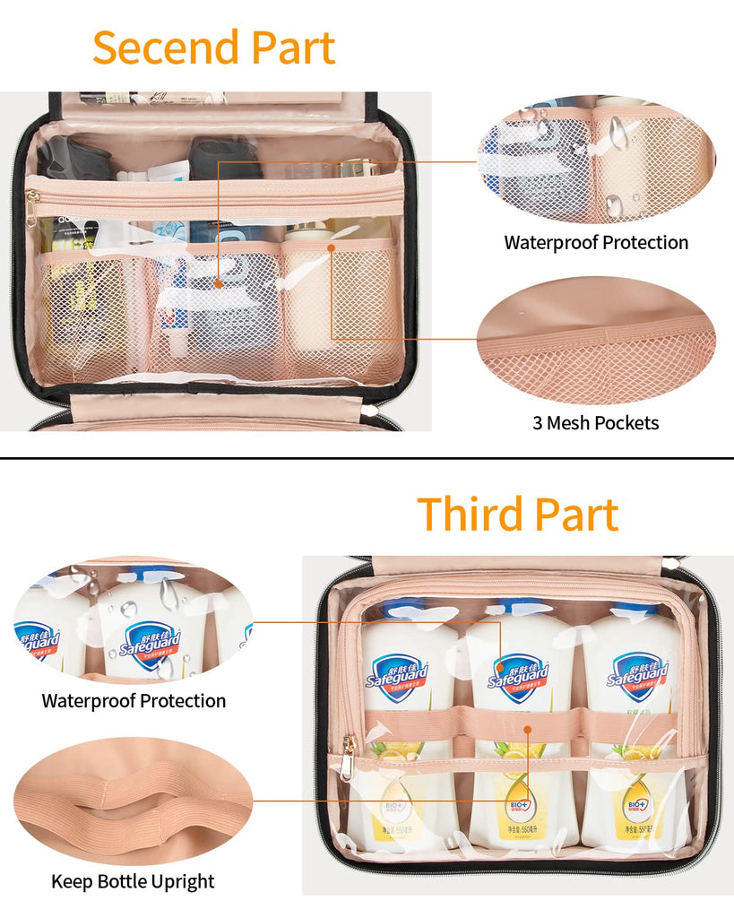 Toiletry Bag for Women, Hanging Travel Makeup Bag, Large Waterproof  Cosmetic Toiletries Bags Travel Organizer Full Sized Container with Elastic  Band
