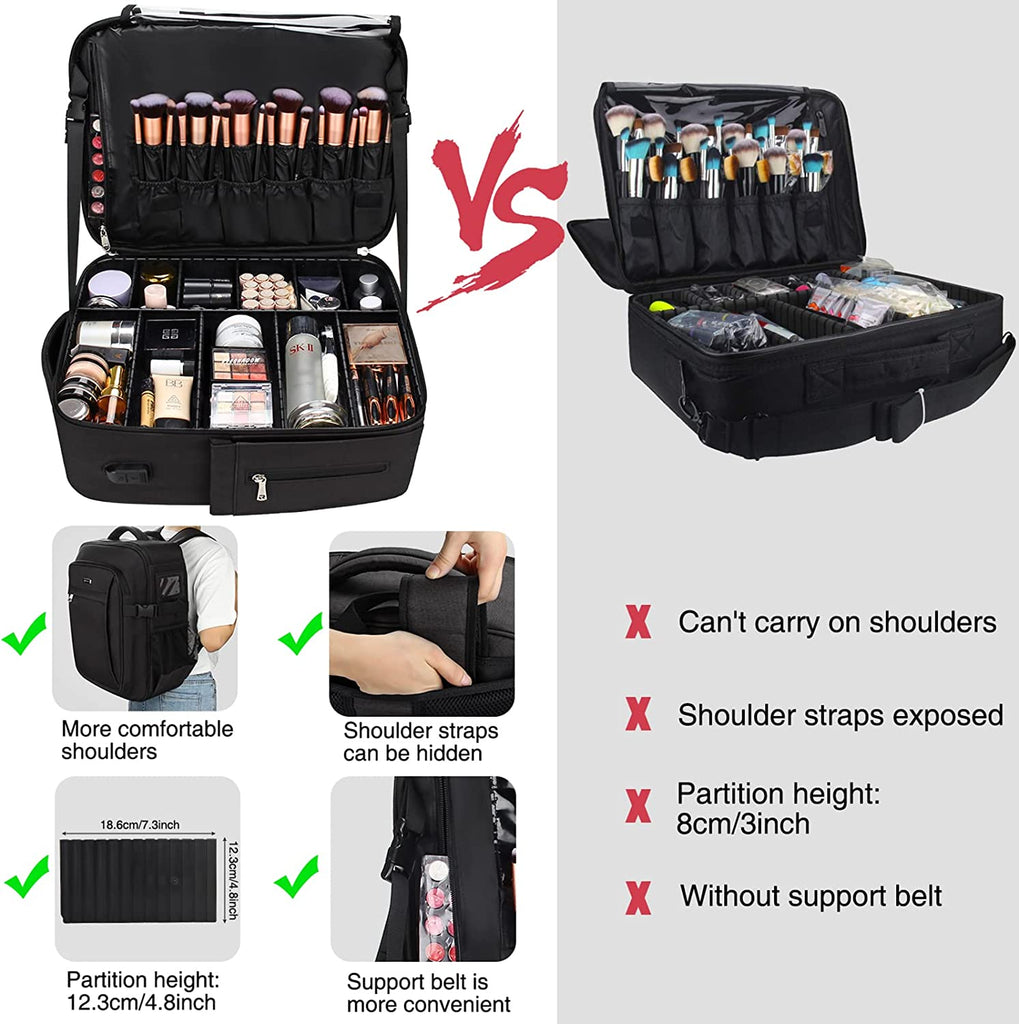 Professional Large Cosmetic Case Makeup Bag Storage Handle