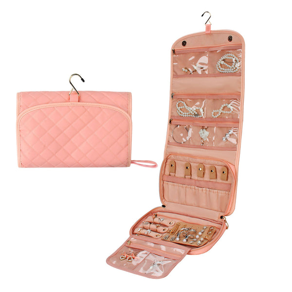 Pink Travel Jewelry Organizer Bag