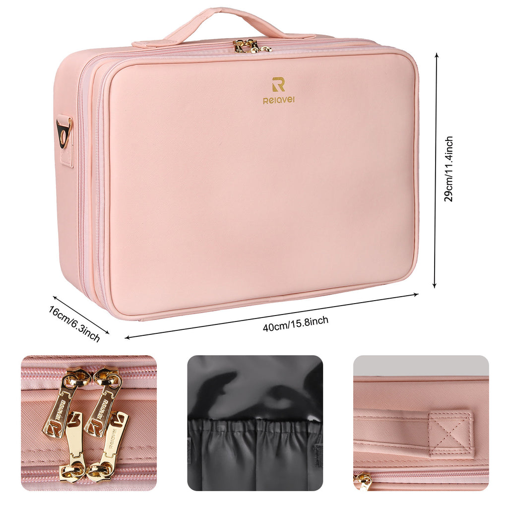 belle & rose makeup travel bag Pink Large Makeup Case – Relavel