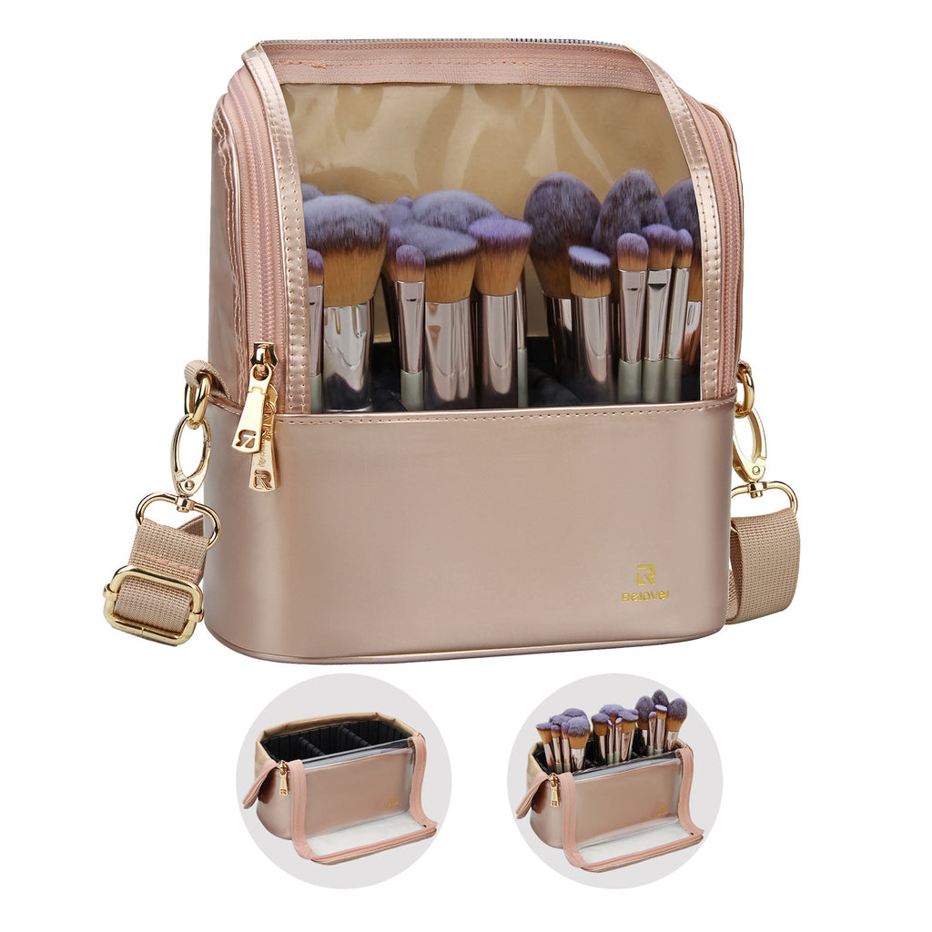 Rose Gold Makeup Brush Holder Travel Makeup Bag For Women